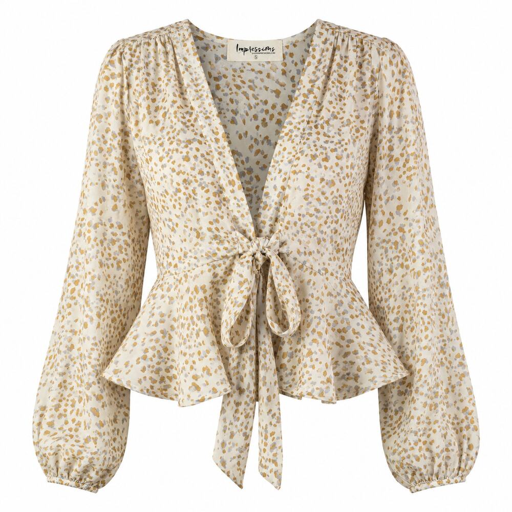 NWT Impressions Tie Front Peplum Blouse Small